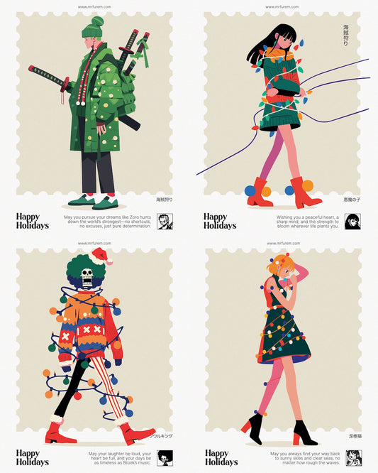 One Piece XMAS - Digital Postcard Pack - Instant PDF