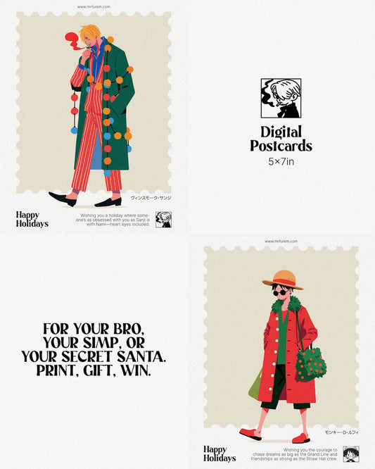 One Piece XMAS - Digital Postcard Pack - Instant PDF